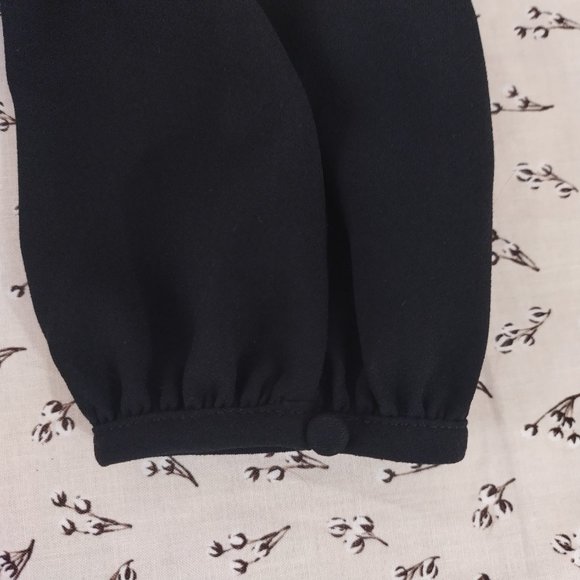 J. Crew Black Faux Wrap Long Sleeve Top 2 - Picture 5 of 7